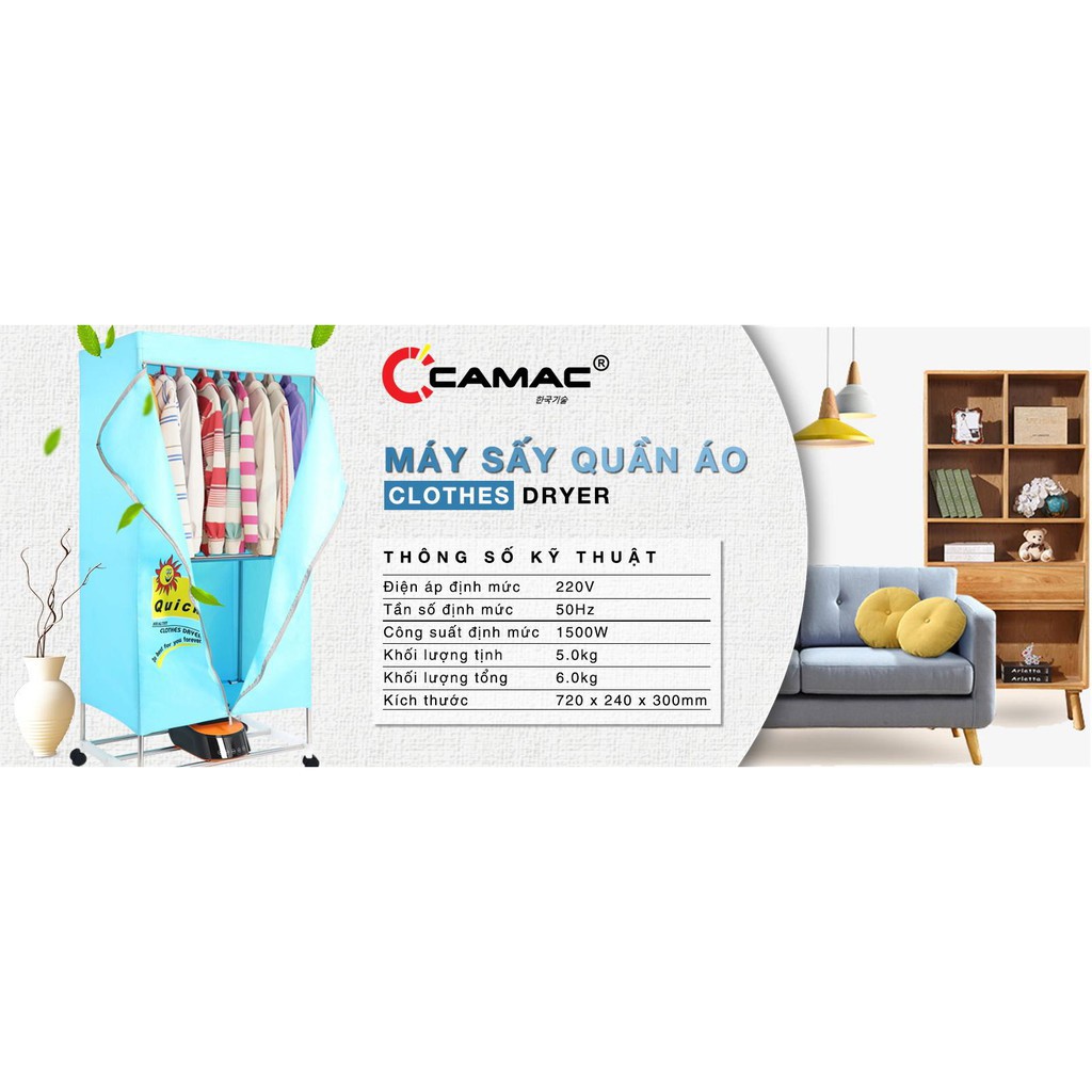 Tủ sấy quần áo cao cấp CAMAC Hàn Quốc điều khiển từ xa. Sấy khô chỉ trong 30 phút. Bảo hành 24 tháng