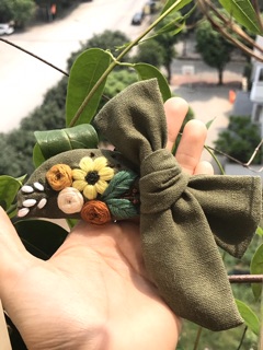 Dây buộc tóc nơ thêu