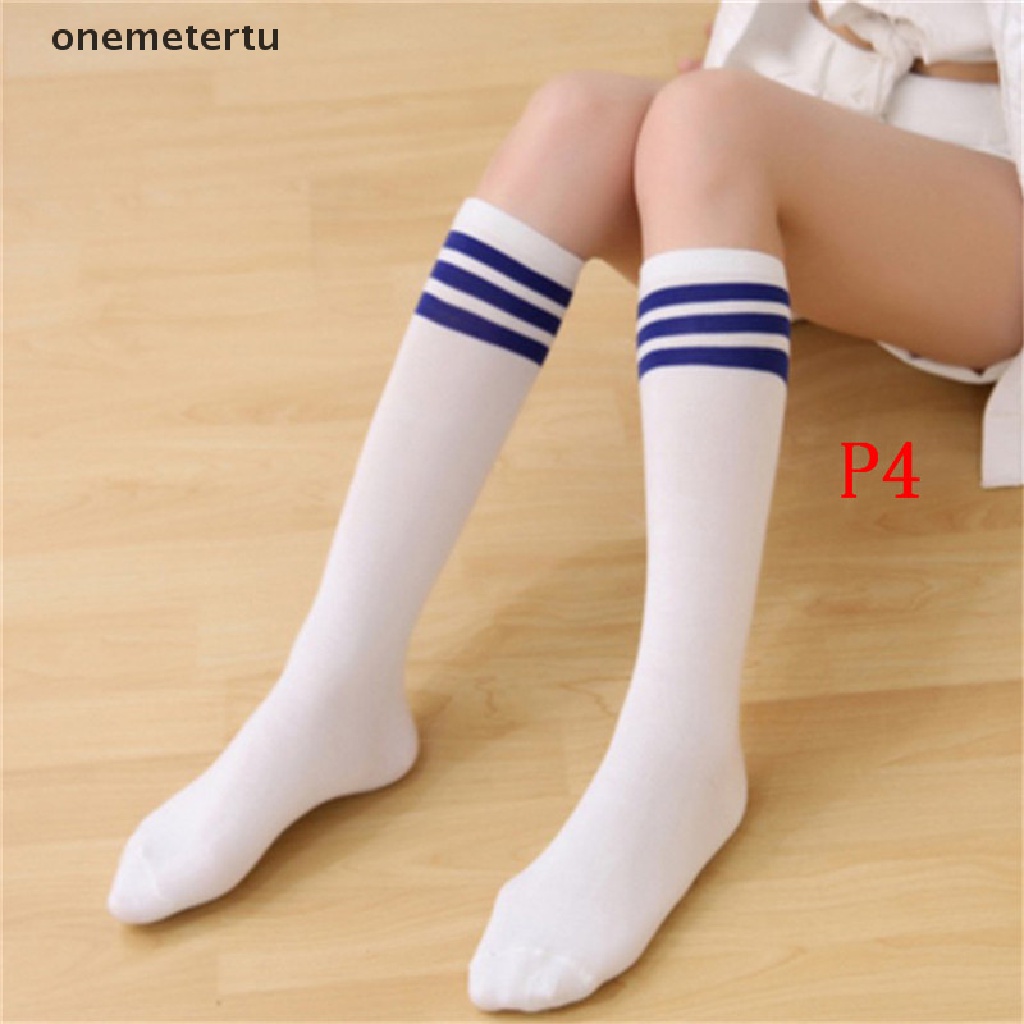 Vớ Cotton Cổ Cao 3 Đường Kẻ Sọc Màu Trơn Dành Cho Nữ