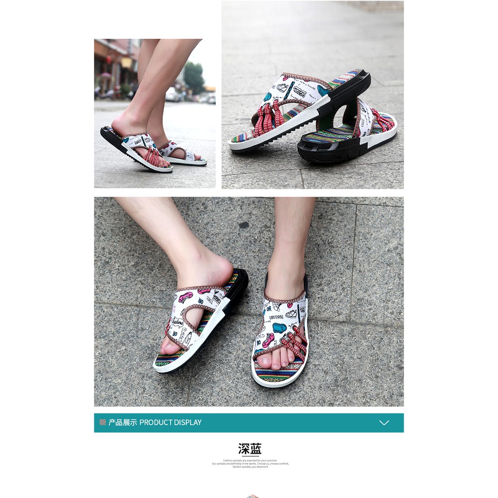 Dép quai ngang họa tiết Graffiti thời trang cho nam | BigBuy360 - bigbuy360.vn