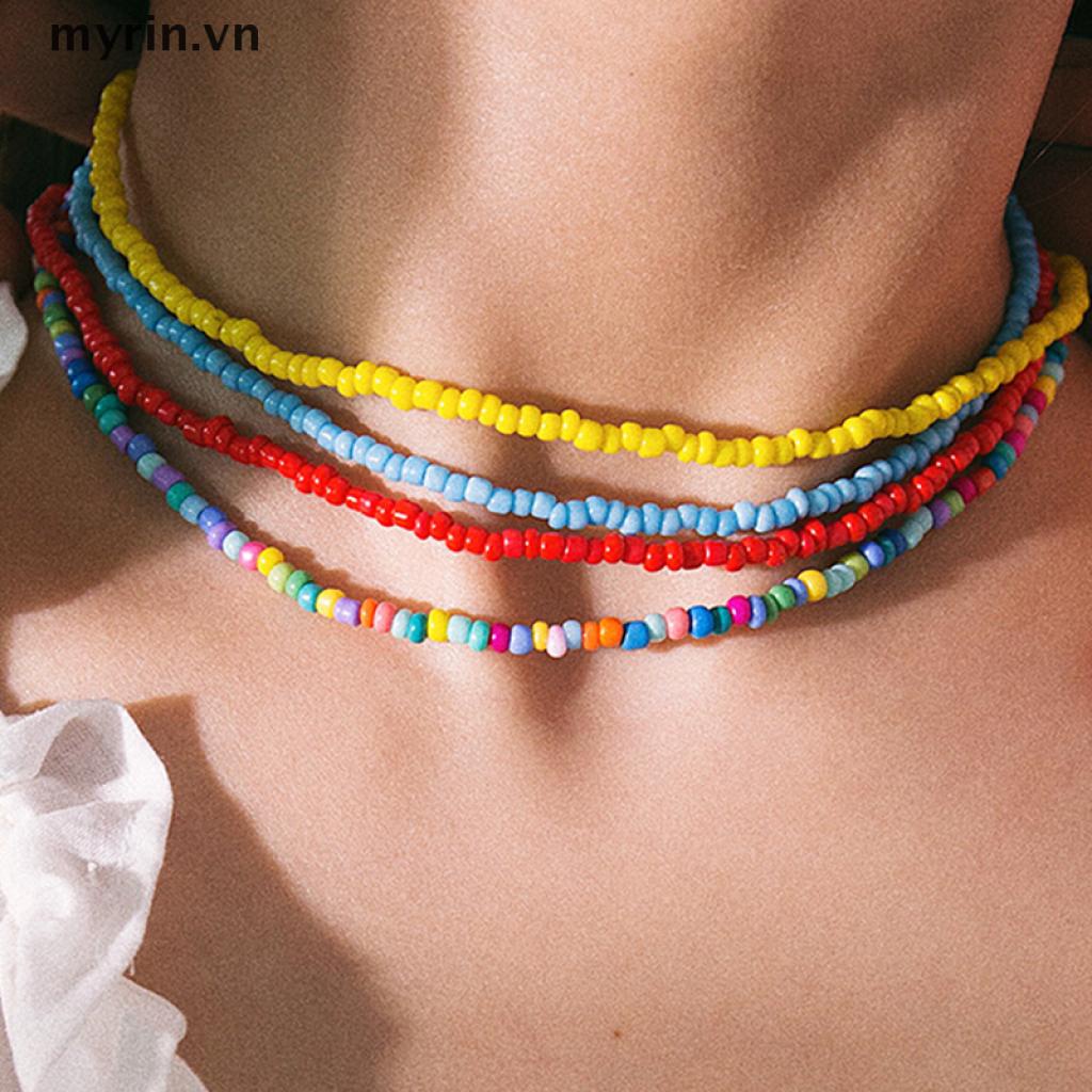 Vòng Cổ Choker Đính Hạt Nhiều Màu Phong Cách Bohemian Thời Trang Cho Nữ