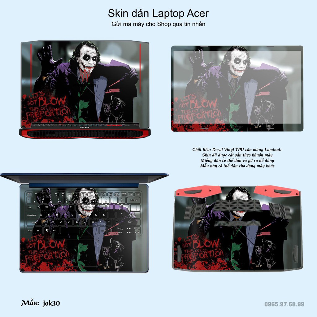 Skin dán Laptop Acer in hình Joker nhiều mẫu 4 (inbox mã máy cho Shop)