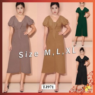 Jumpsuit Lửng 💥FREESHIP💥 Jum lửng ống suông cổ tim tay phồng xinh xắn TJ971