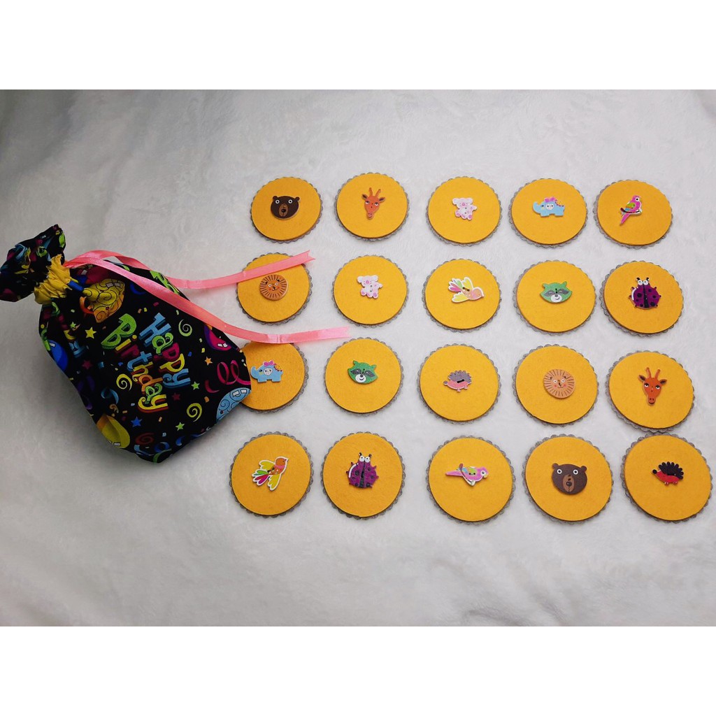 Đồ chơi vải nỉ TEDU - Bộ tìm cặp 20 hình động vật (Cam)