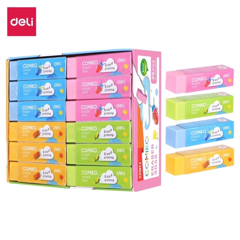 Tẩy bút chì tẩy dài 4B Deli 3045 Binkids gôm tẩy các màu dành cho bé tẩy sạch bút chì TB15