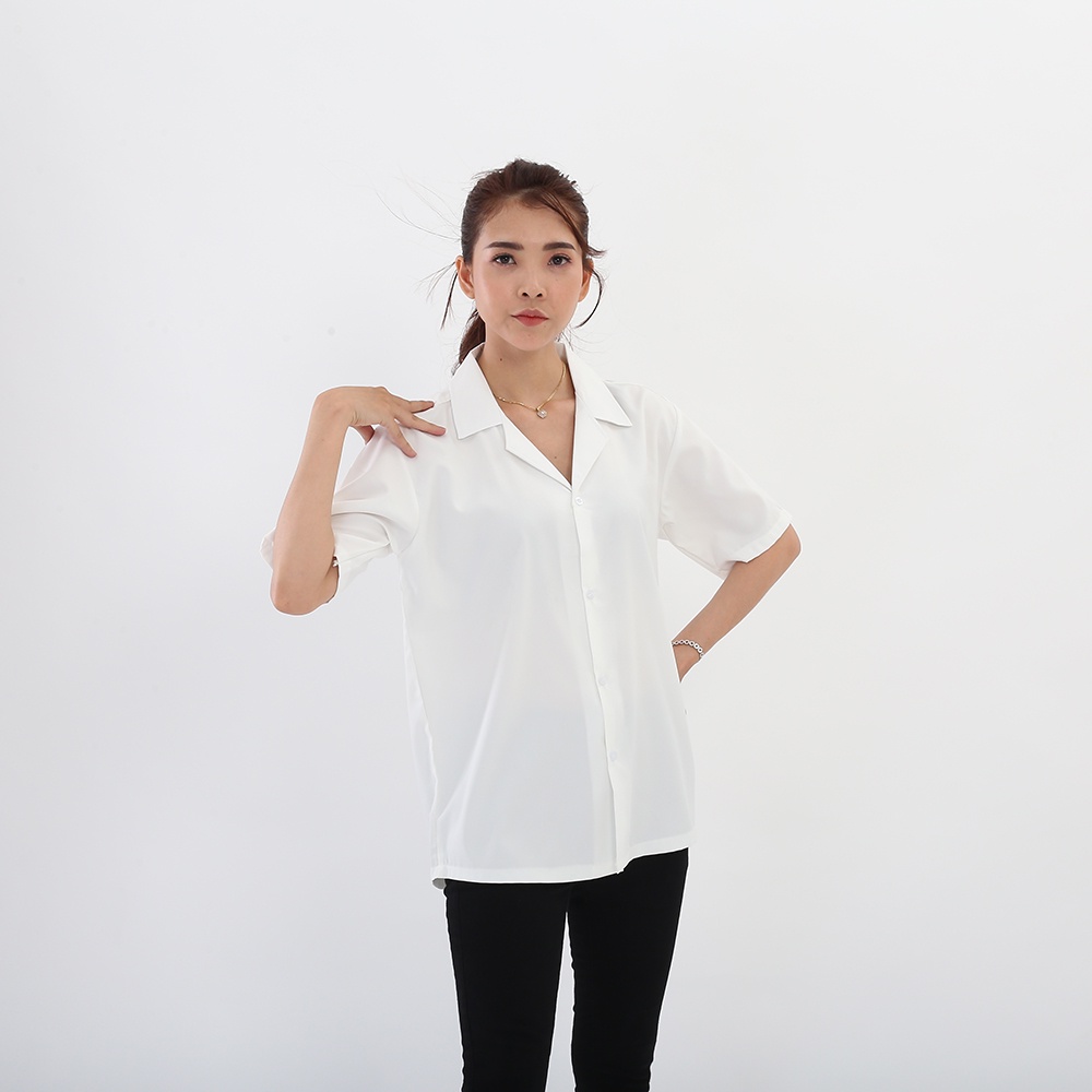 Áo sơ mi vest nam ngắn tay cổ kiểu vải lụa mịn form rộng unisex phong cách Hàn Quốc - Leehoanggroup