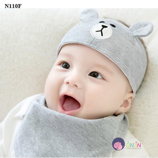 Mũ sơ sinh mu che thóp cho bé trai gái cotton tròn tai thỏ che thóp thoáng giữ ấm mềm mịn với trẻ CTHOP01