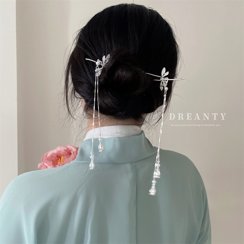 Trâm Cài Tóc Hình Chuồn Chuồn Đính Ngọc Trai Phong Cách Trung Hoa Mới