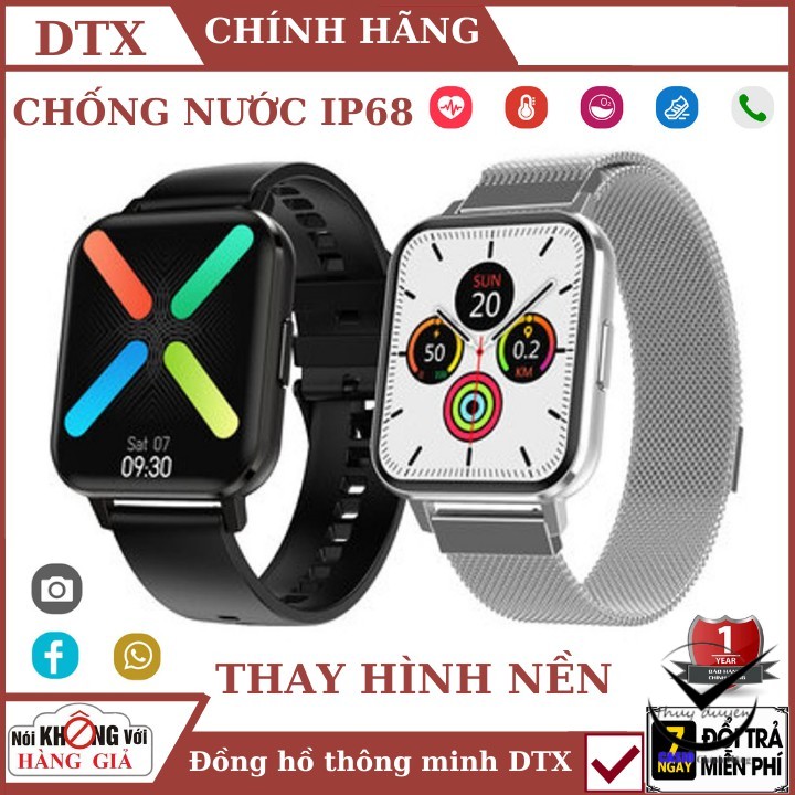 Đồng Hồ Thông Minh DTX - Thay hình nền, Màn hình cảm ứng full Viền, Pin cực trâu, chống nước IP68 , kết nối bluetooth