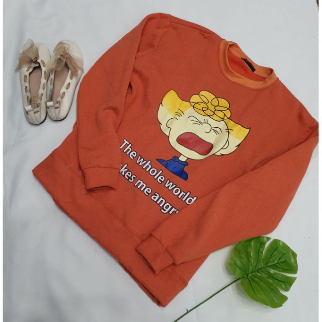 Áo sweater hàng xịn thanh lý- Áo cô gái màu cà rốt cực chất ko đụng hàng