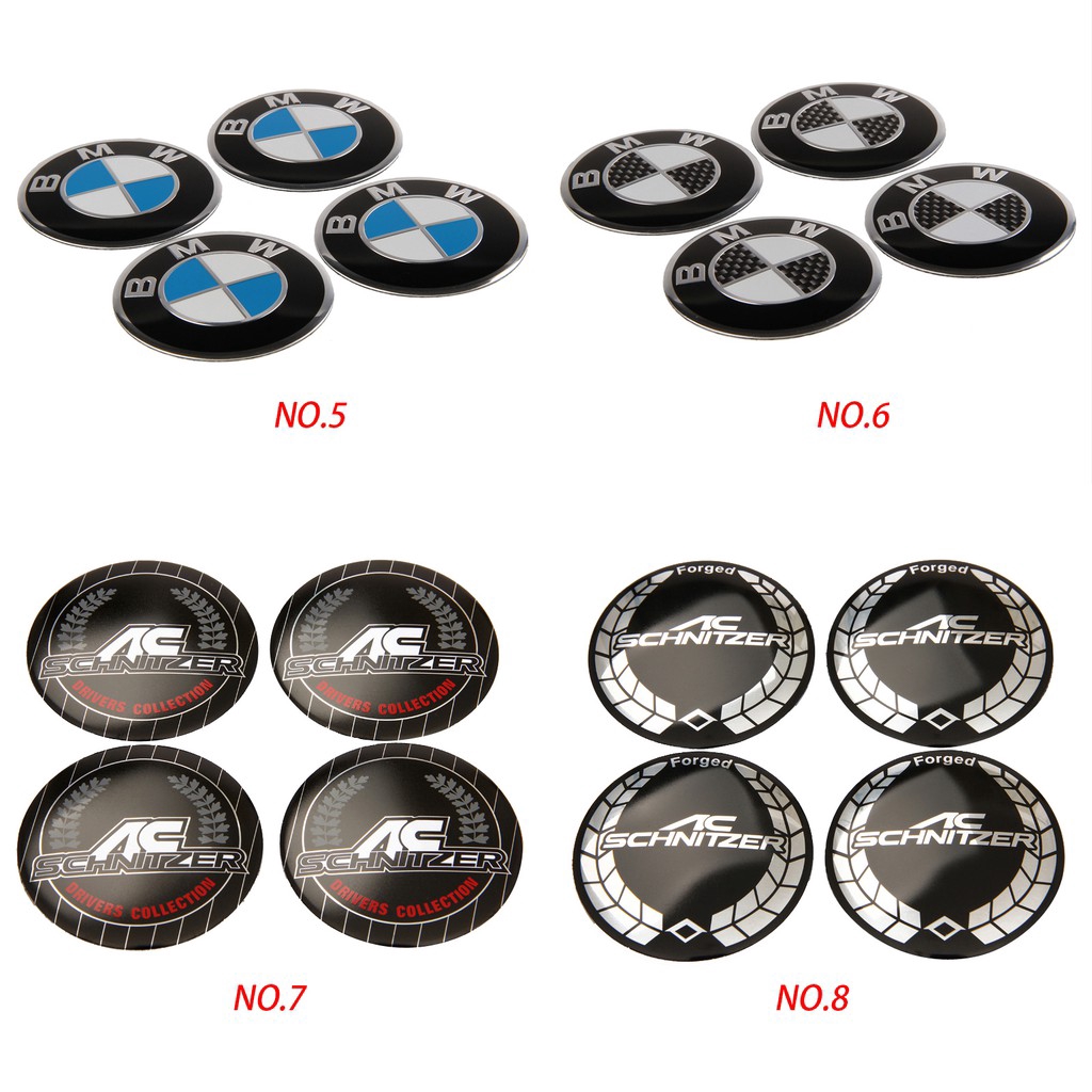 Bộ 4 miếng dán trục bánh xe 56mm dành cho BMW M