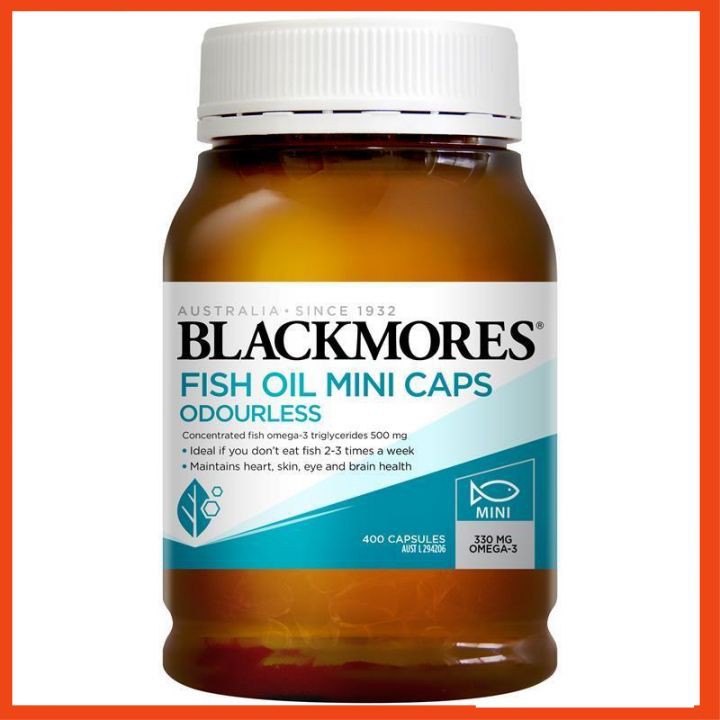 Dầu cá Blackmores Fish Oil Mini Caps Odourless 400 viên không mùi - Hàng Úc