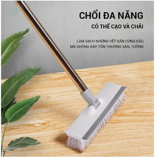 Chổi chà sàn nhà 2 mặt Cây chà sàn gạt nước cán dài