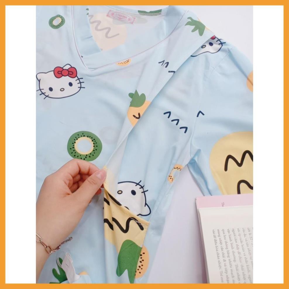 Đồ bộ dài tay bầu và sau sinh cho mẹ cho con bú chất cotton mềm mịn