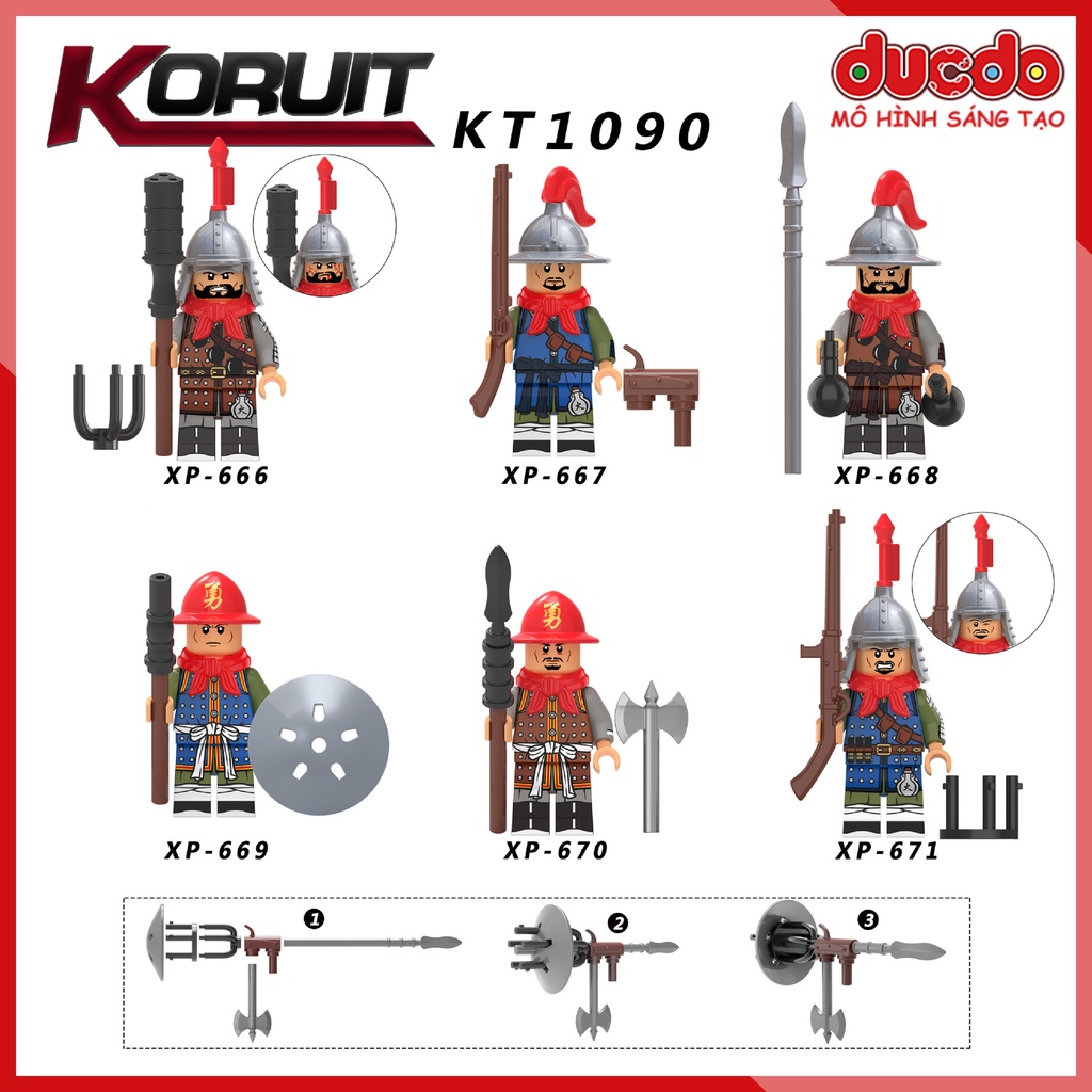 Minifigures các nhân vật lính thời nhà Minh - Đồ chơi Lắp ghép Xếp hình Mini KORUIT KT1090