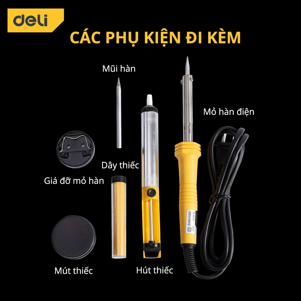 Bộ Mỏ Hàn Điện Deli 6 Chi Tiết Chính Hãng Chất Lượng Cao - Sử Dụng Đa Năng, Tiện Ích - DL5072