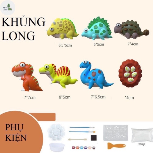 Bộ Đồ Chơi Tô Tượng Thạch Cao Tự Làm DIY Kèm Sẵn Màu Nước Cọ Vẽ Nhiều Chủ Đề - gói thạch cao siêu nhiều 300gr -mẫu mới