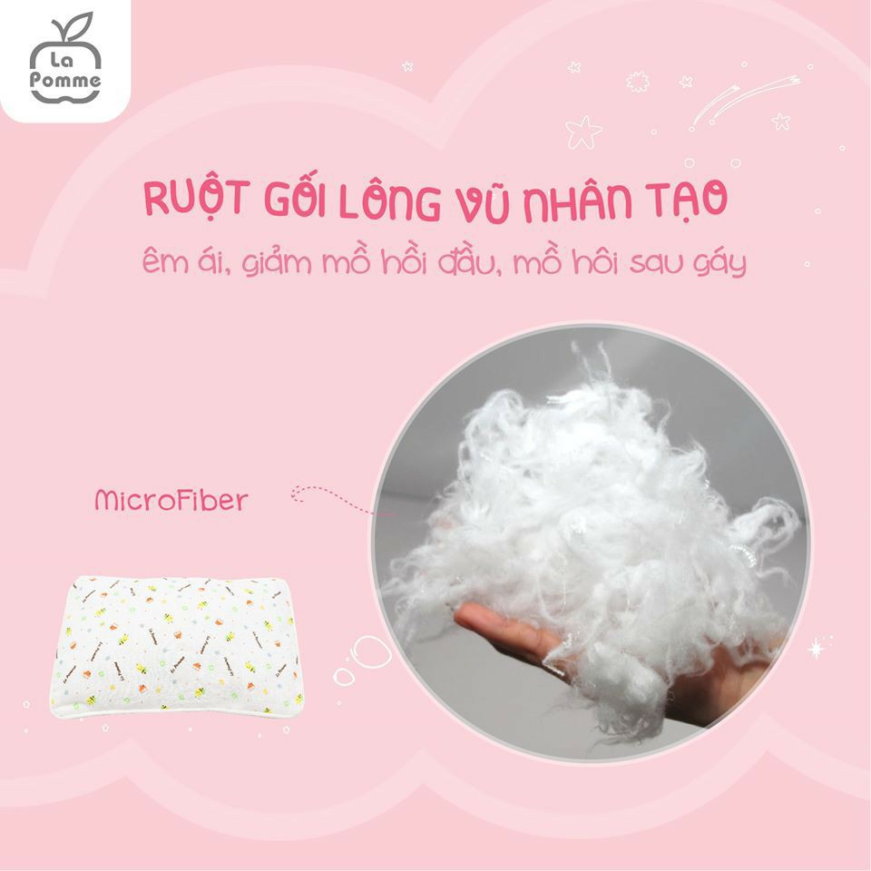 Lapomme. Gối lông vũ sơ sinh bo viền 25*40cm