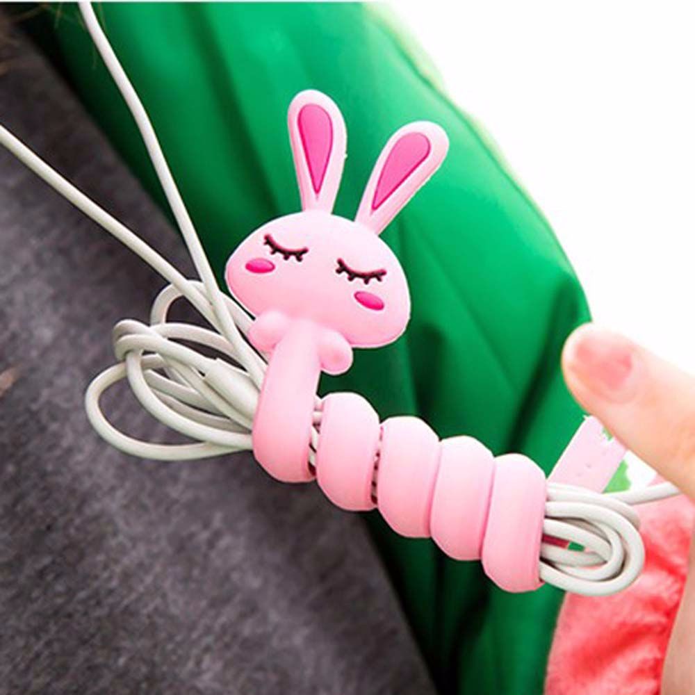 Phụ kiện kẹp dây cáp điện thoại bằng PVC họa tiết hoạt hình dễ thương nhiều màu sắc