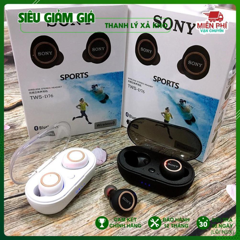 [Đơn 50K FreeShip] TAI NGHE BLUETOOTH SONY | Tai Nghe Sony Tws D76 | Nghe Nhạc + Đàm Thoại 3 Tiếng | 23002