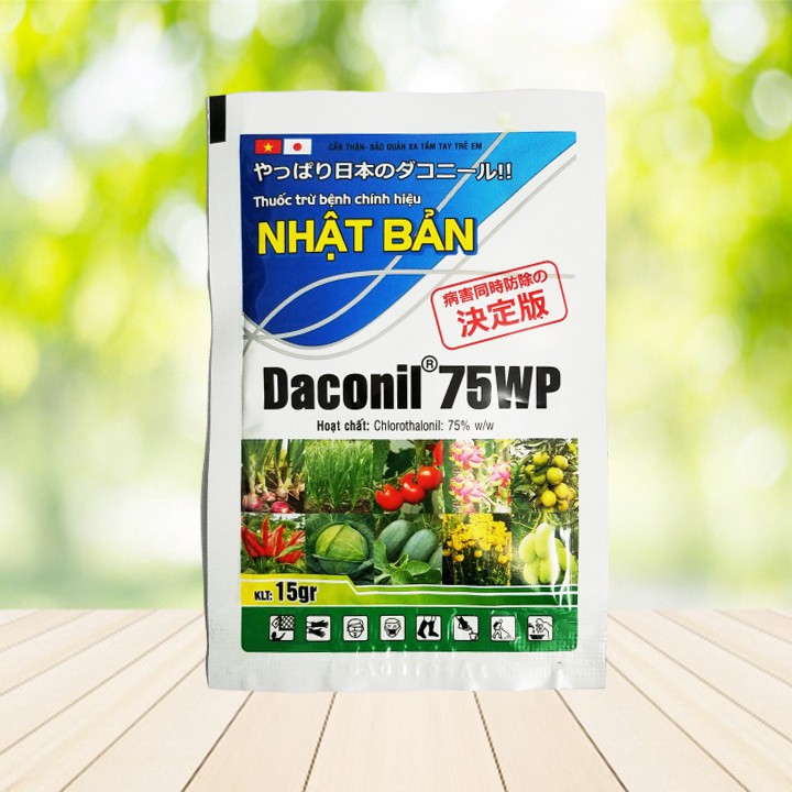 Thuốc trừ bệnh Nhật Bản Daconil 75WP 15g trị thán thư, đôm lá, sương mai, phấn trắng