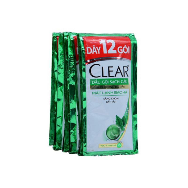 Dây 12 gói dầu gội đầu clear bạc hà