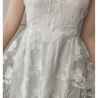 [order] Đầm dự tiệc ren hoa trắng