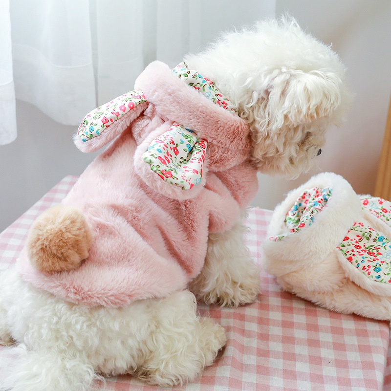 Aó thỏ bông CAMQUYTSTORE ấm áp mùa đông dễ thương cho thú cưng