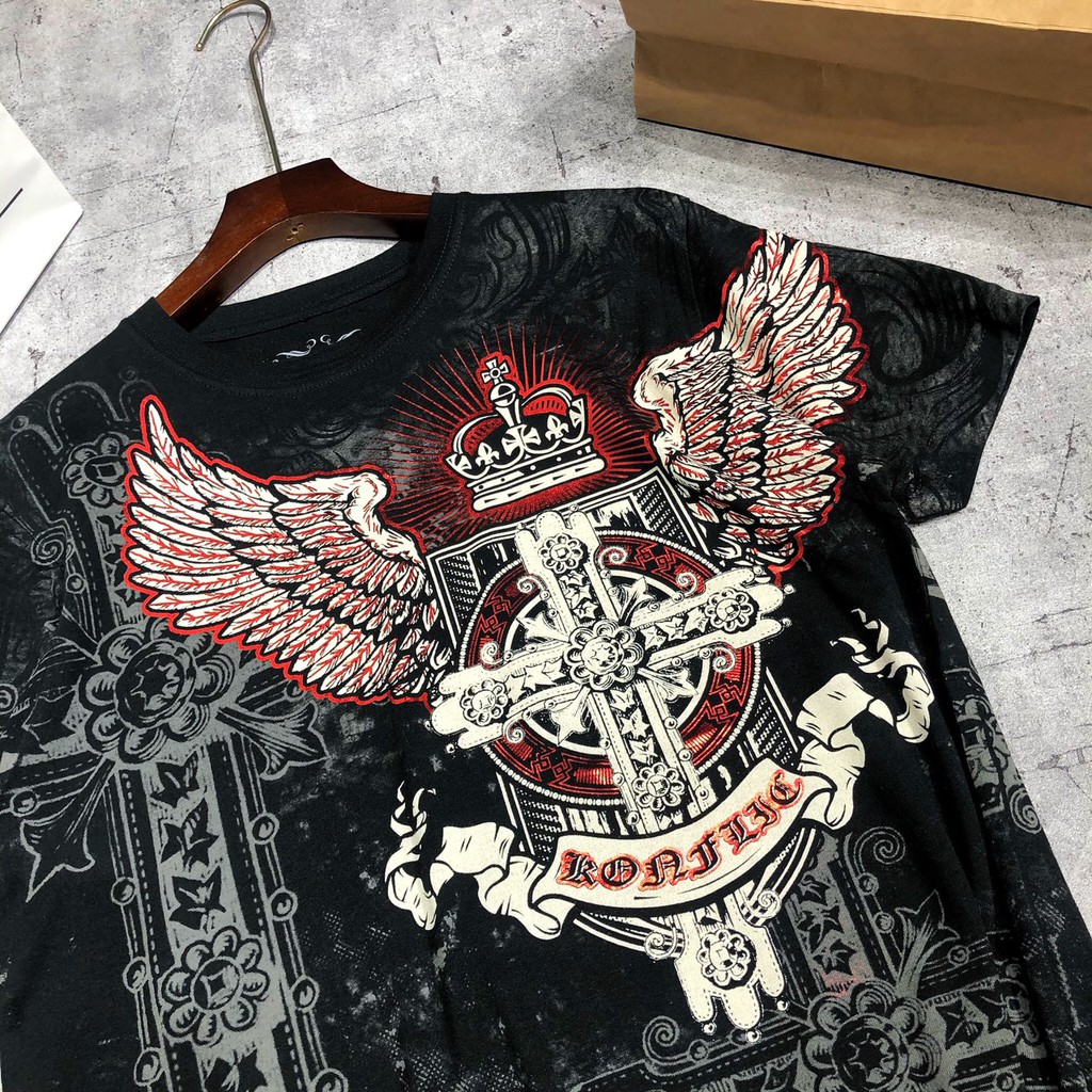 Áo thun nam bigsize áo phông họa tiết KONFLIC DOMINATION ED HARDY cao cấp AHM 51