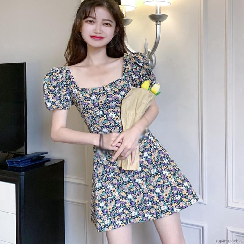 Đầm Tay Phồng Cổ Vuông Xinh Xắn Dành Cho Nữ