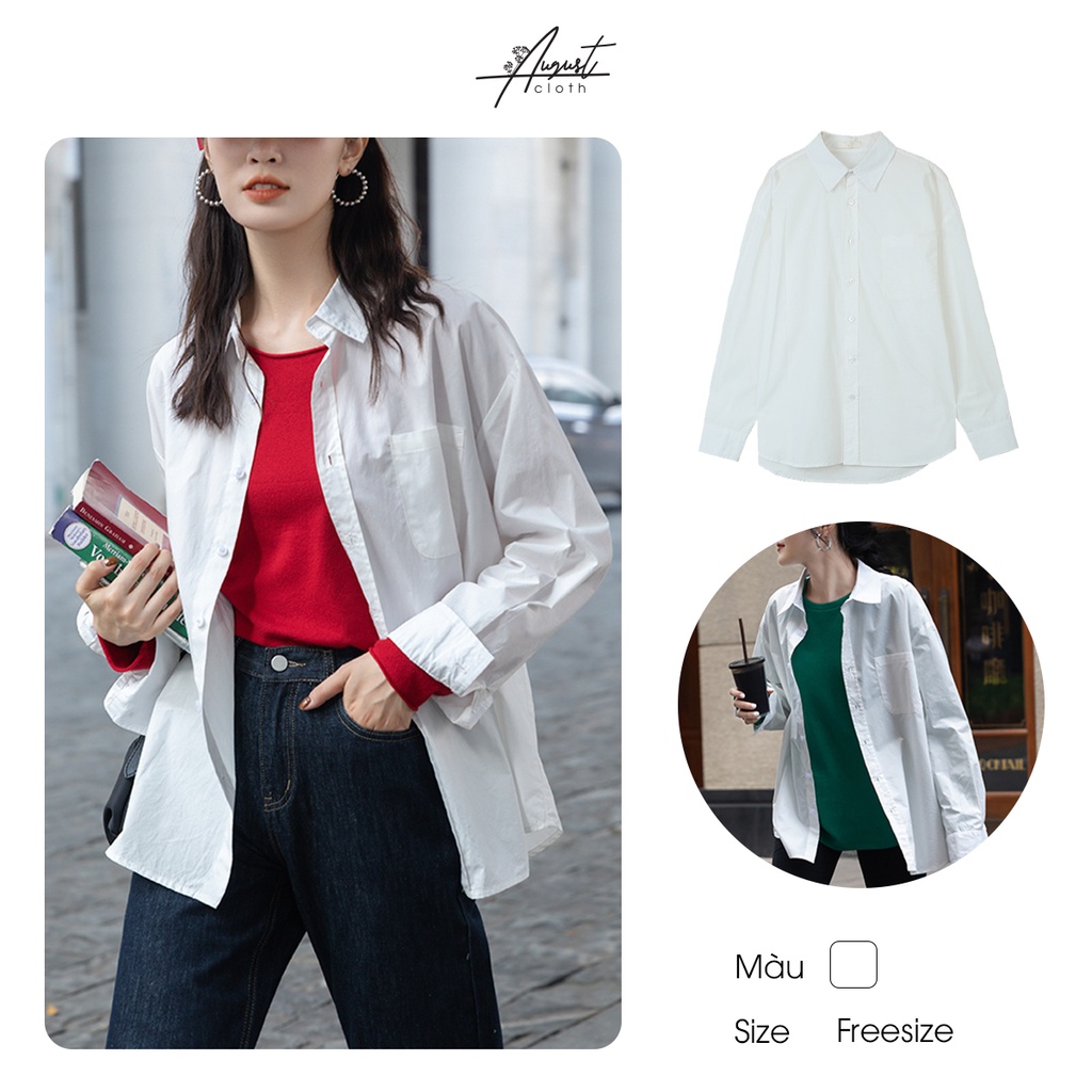 [Augustcloth] Áo sơ mi trắng cơ bản phong cách Hàn Quốc