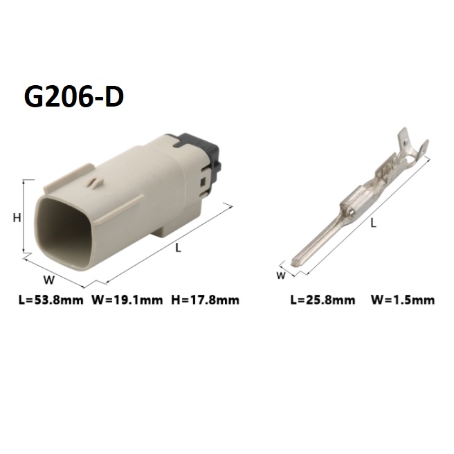 G206-Giắc cắm đèn pha Forteke 6 lỗ 1.5mm màu xám