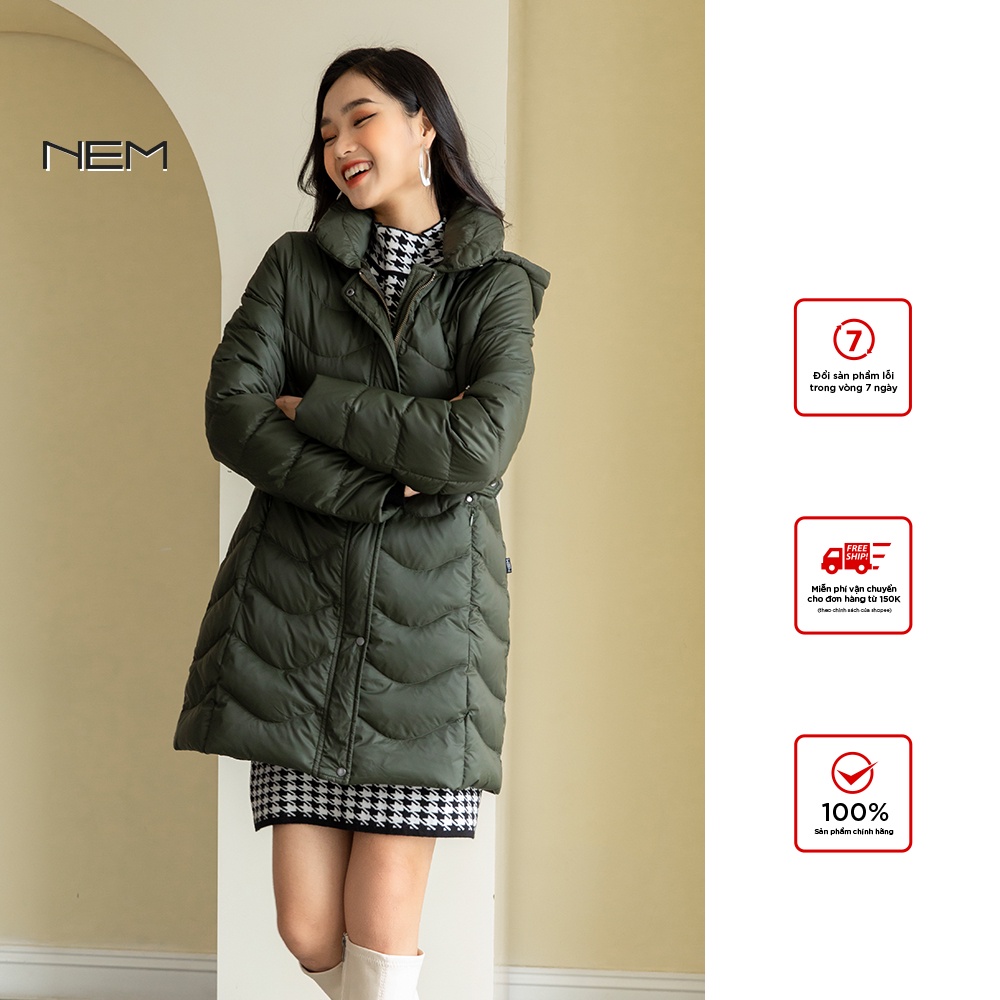 Áo khoác nữ thiết kế có mũ NEM Fashion AK66196 màu xanh đậm