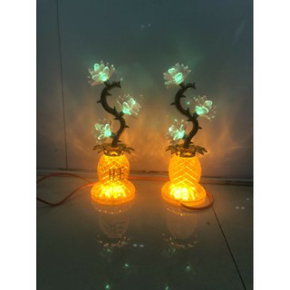 Bộ 2 cái đèn thờ led đổi màu hoa mai