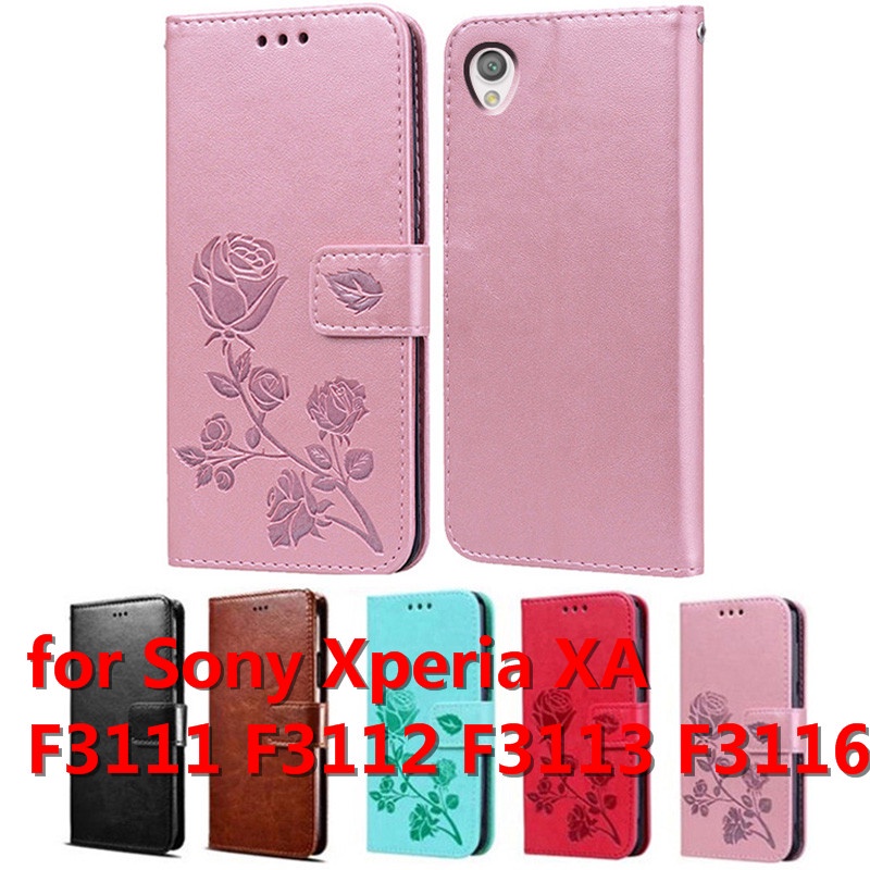 Bao Da Điện Thoại Nắp Gập Đơn Giản Có Ngăn Đựng Thẻ Cho Sony Xperia XA F3111 F3112 F3113 F3116