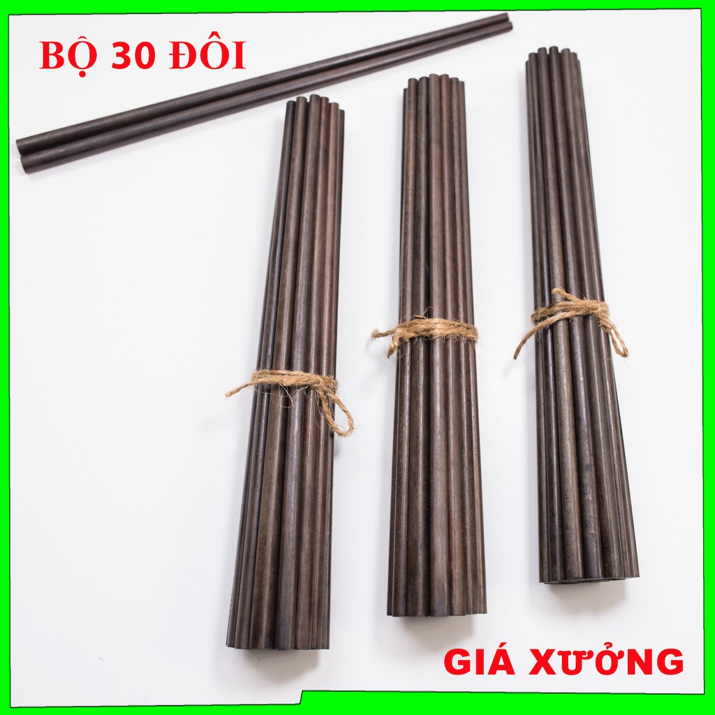 [Giá sỉ] Bộ 30 đôi đũa gỗ ăn cơm cao cấp đũa gỗ SẮN ỔI, đũa đẹp tự nhiên không hoá chất, không cong vênh, chống mốc