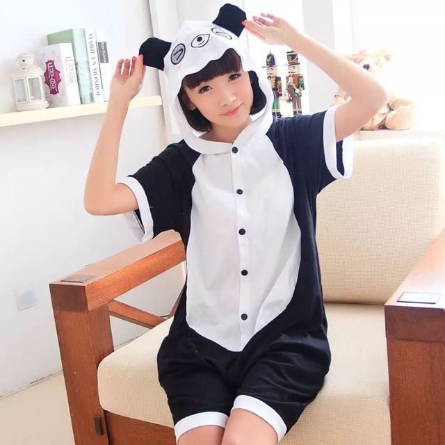 Bộ ngủ cộc tay hình panda chất cotton
