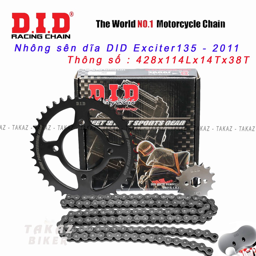 [Exciter135 2011] Sên nhông dĩa DID Exciter135 ( 2011 ) - sên đen HDS 10 ly Thái Lan 100%