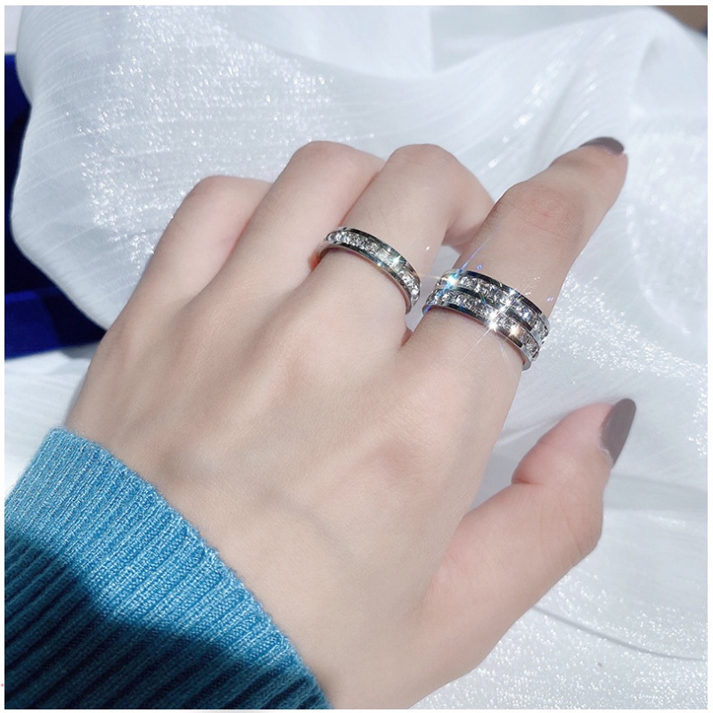 Nhẫn Thép Titan Dát Đá Zircon