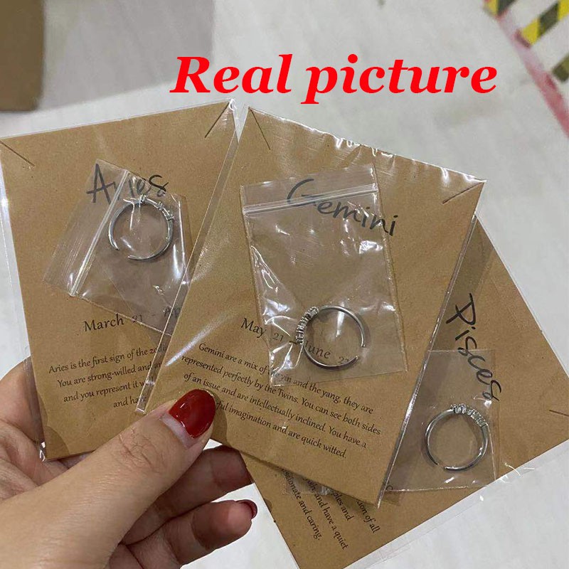 Nhẫn Hở Hình 12 Cung Hoàng Đạo Đính Đá Zircon Thời Trang Có Thể Điều Chỉnh Cho Nữ