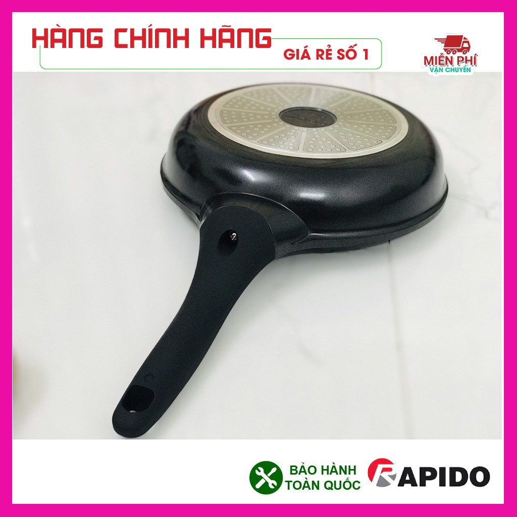 Chảo chống dính bếp từ, chảo từ Teflon Rapido 20cm, 24cm, 28cm đáy phẳng,thân và đáy chảo bằng nhôm đúc nguyên khối