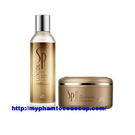 BỘ SẢN PHẨM GỘI MẶT NẠ ARGAN CHỮA TRỊ TÓC HƯ TỔN SP WELLA LUXE OIL 200ml