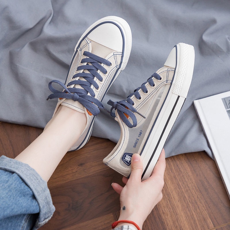 Giày Thể Thao Vải Canvas Màu Đen Phối Lưới Mỏng Thoáng Khí Thời Trang Xuân Hè Cho Nữ 2022