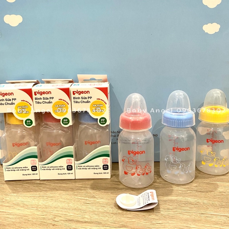 [CHÍNH HÃNG] Bình sữa Pigeon PP Tiêu chuẩn Vịt đỏ 120 ml (HSD 11/2026)