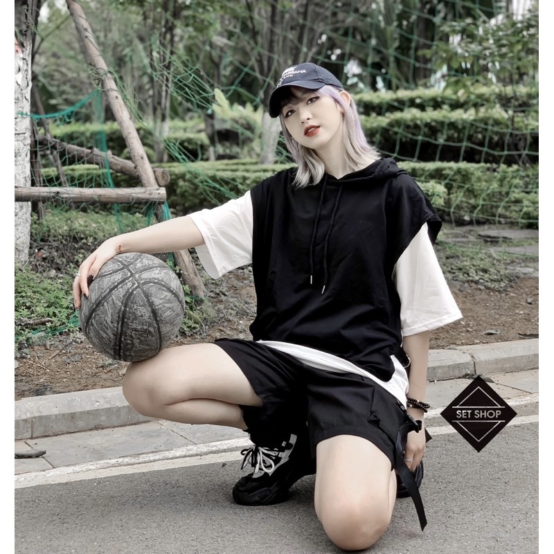 Áo hoodie phối layer 2 lớp