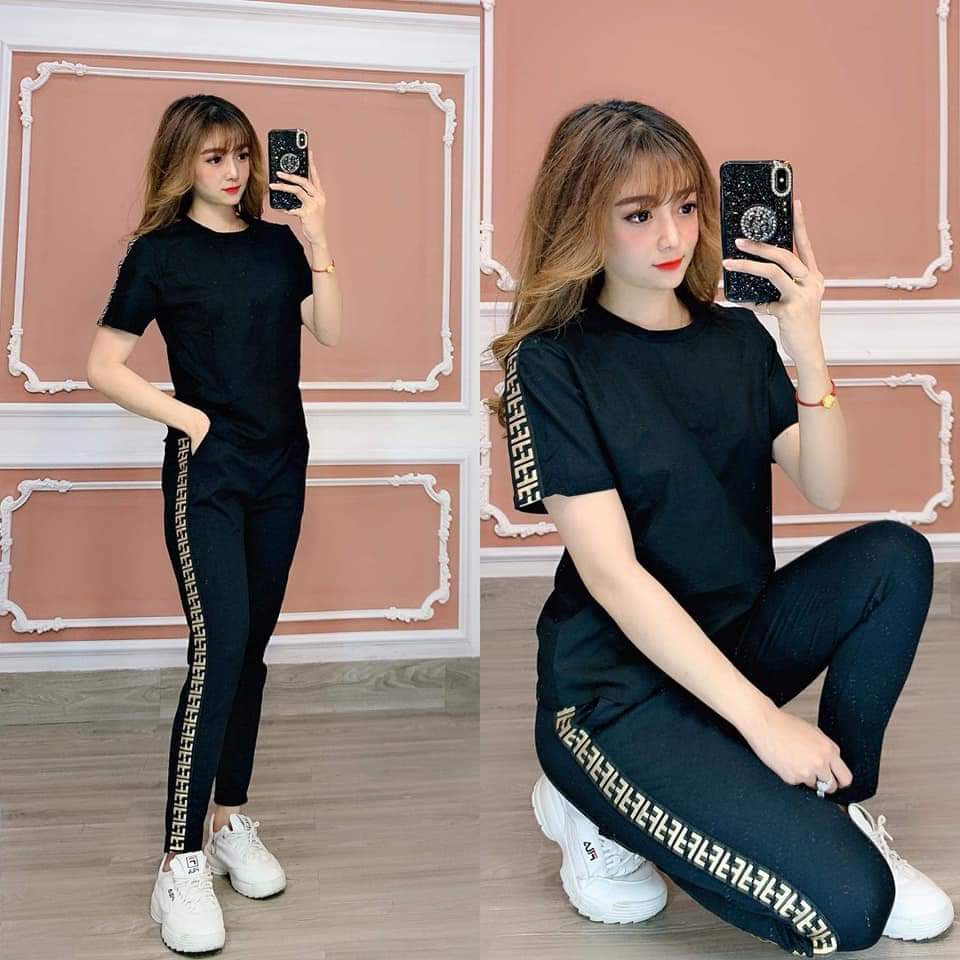 Bộ mặc nhà nữ đẹp - thun cotton quần dài áo thun tay ngắn - Chất liệu co giãn 4 chiều thoáng mát - Anquachi