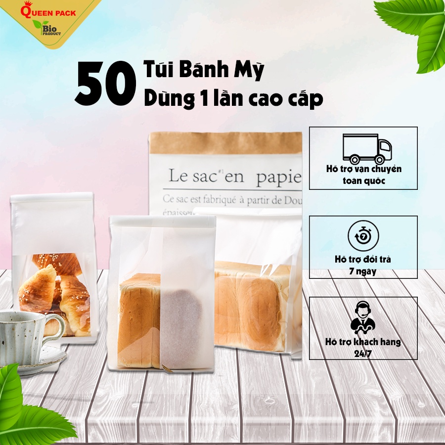 Sỉ 50 chiếc túi bánh mì có khóa zip đựng bánh mì hoa cúc Sandwich Sừng bò Biscuits Cookie Hàng cao cấp loại 1