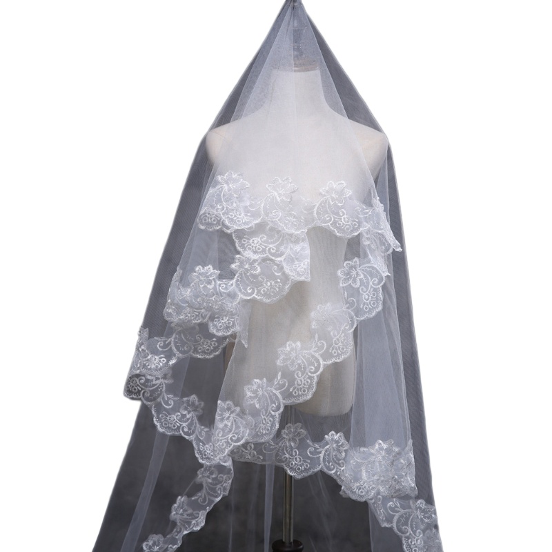 Mạng che mặt ren hoa 150cm cho cô dâu