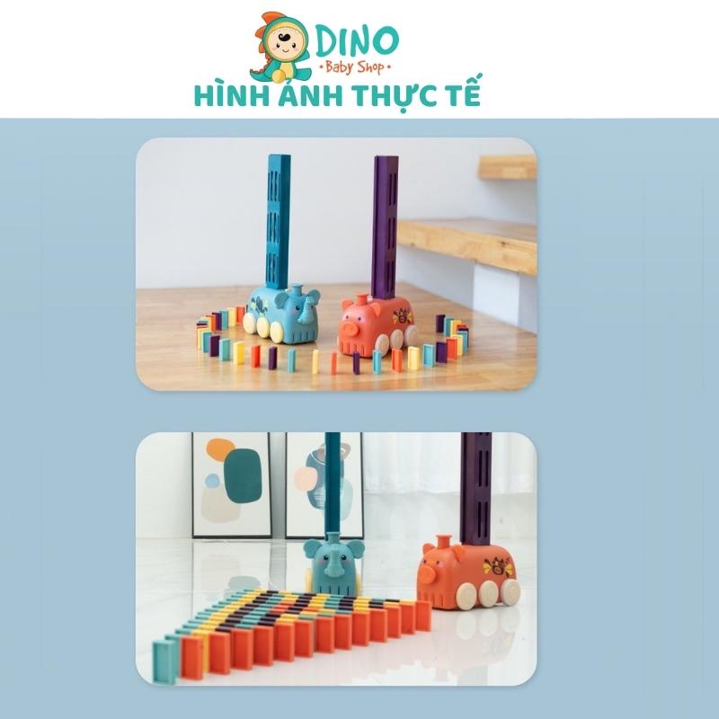 Xe xếp domino tự động, Đồ chơi thả domino đáng yêu có nhạc, Chất liệu PU cao cấp, An toàn cho bé - Dino