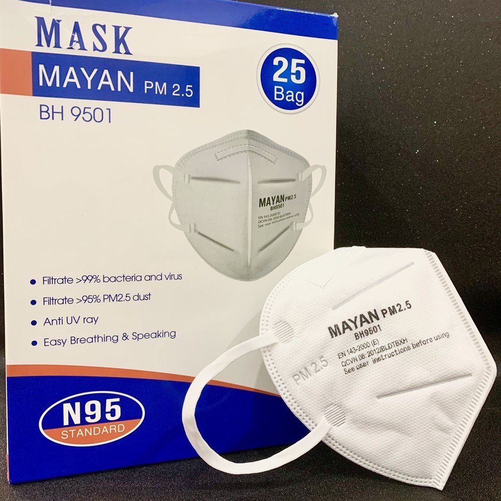 Khẩu trang Mayan BH9501 N95- Chống bụi, Ngăn Vi Khuẩn 99%, Lọc Bụi 95% PM2.5, phòng dịch Túi 2 cái - Bảo Hộ Thinksafe